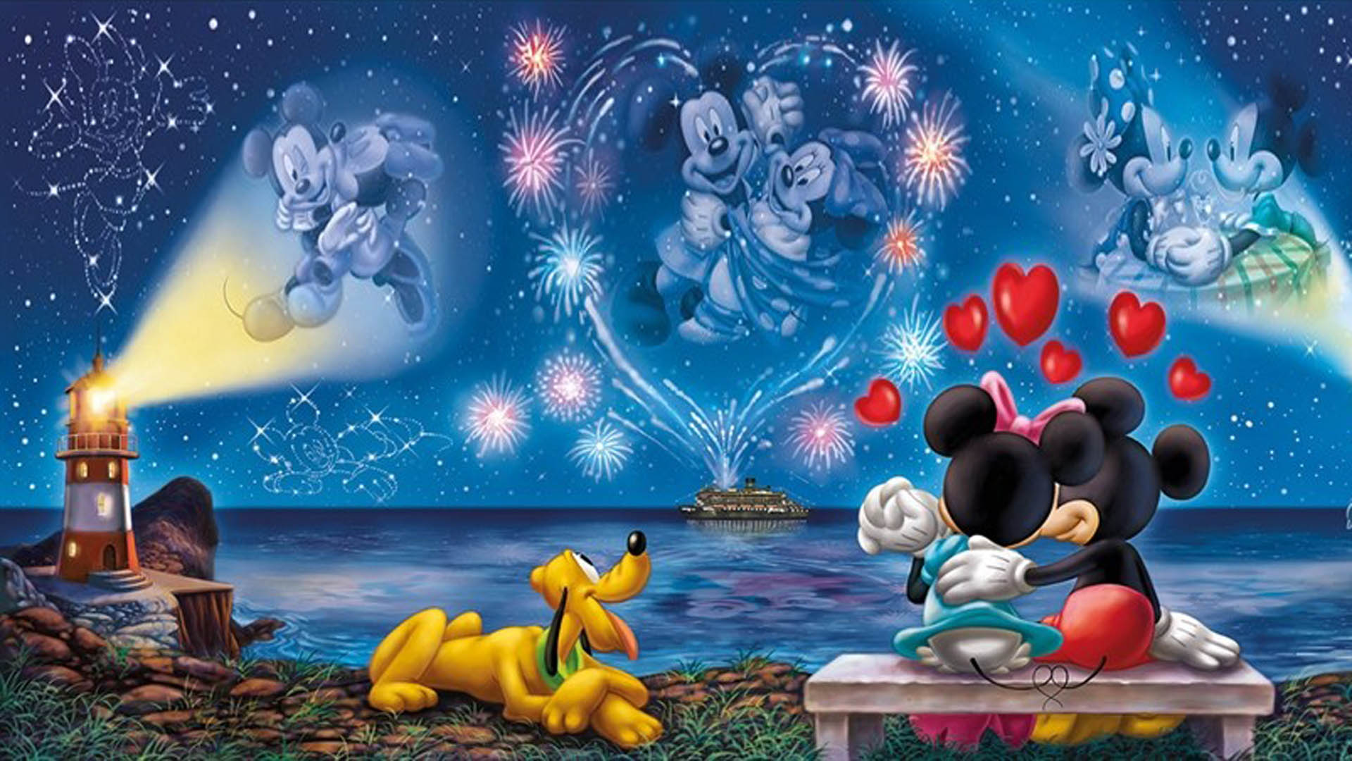 Walt Disney Mickey And Minnie Love Couple Wallpaper Hd 1920x1080 :  