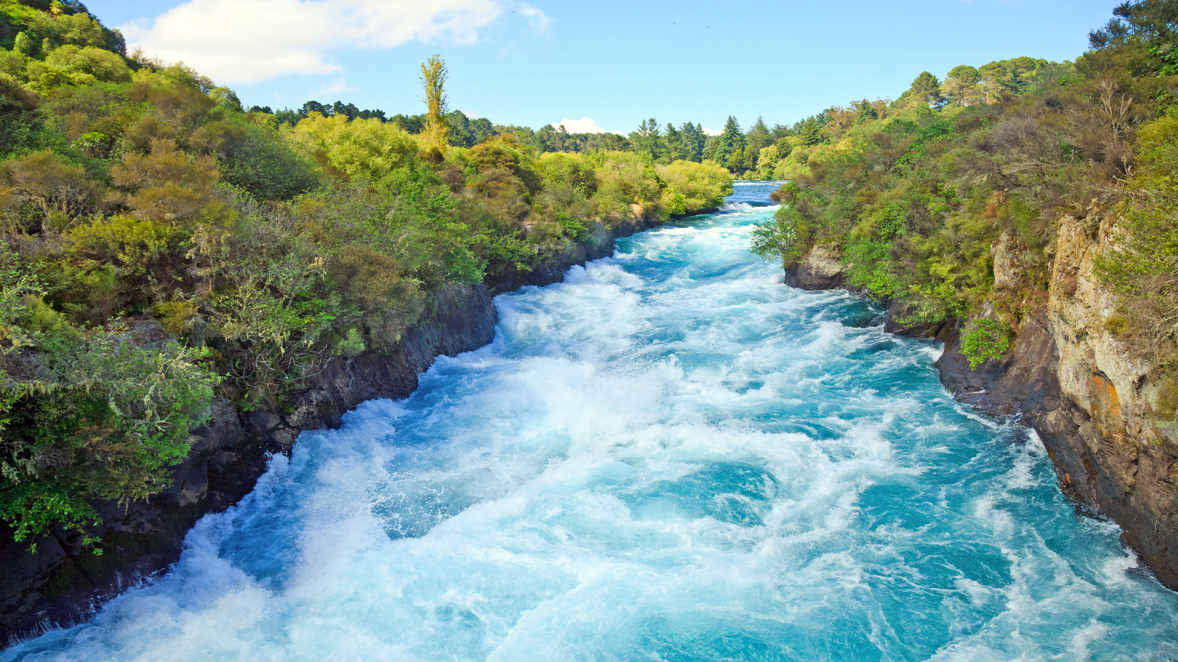Huka River Water Waterfall New Zealand North Island