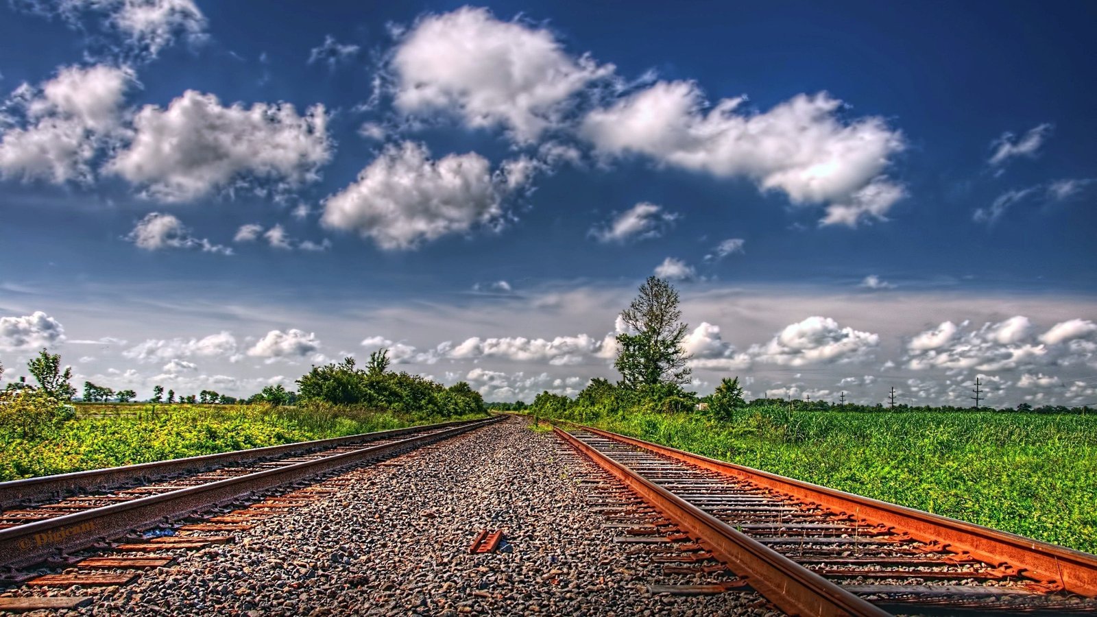 Landscape Sunset Sunrise Sky Railroad Tracks Wallpaper HD : Wallpapers13.com