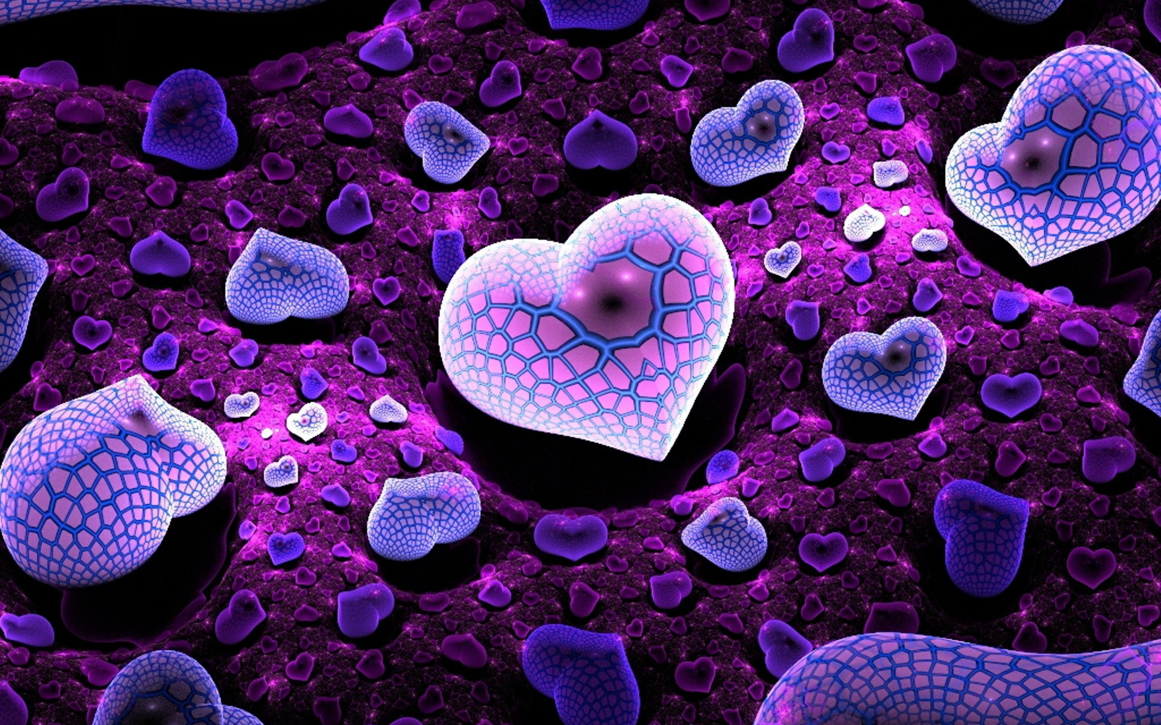 Purple Heart Love Abstract Graphic Wallpaper For Desktop ...