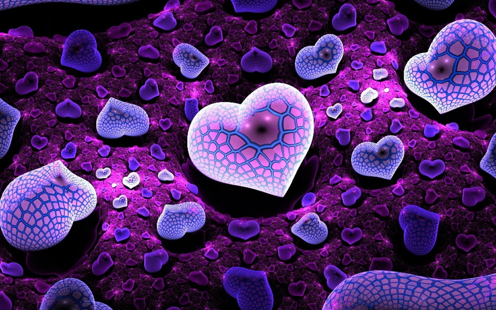 Purple Heart Love Abstract Graphic Wallpaper For Desktop 