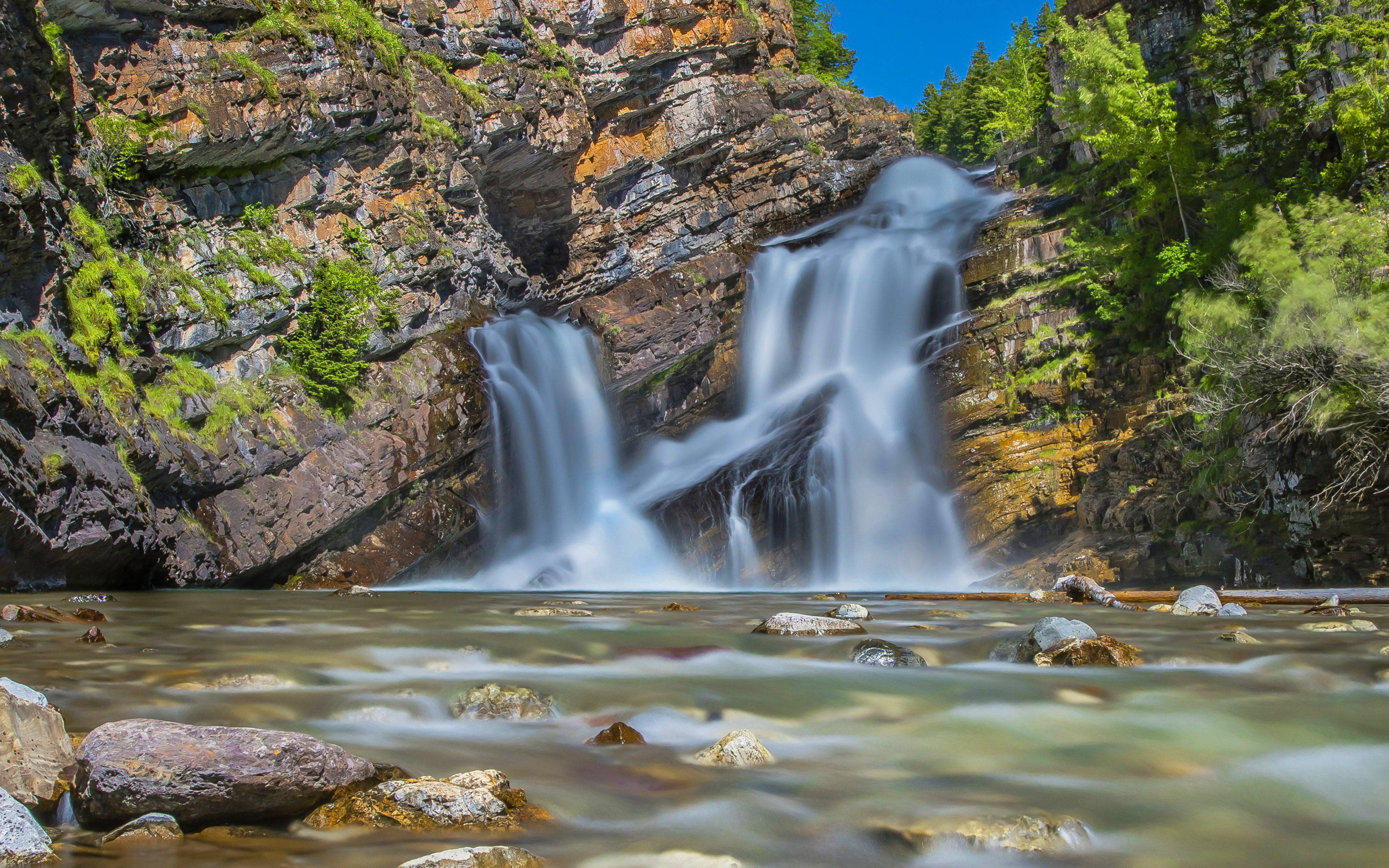 Cameron Falls In Waterton Lakes National Park Alberta Canada Desktop Hd