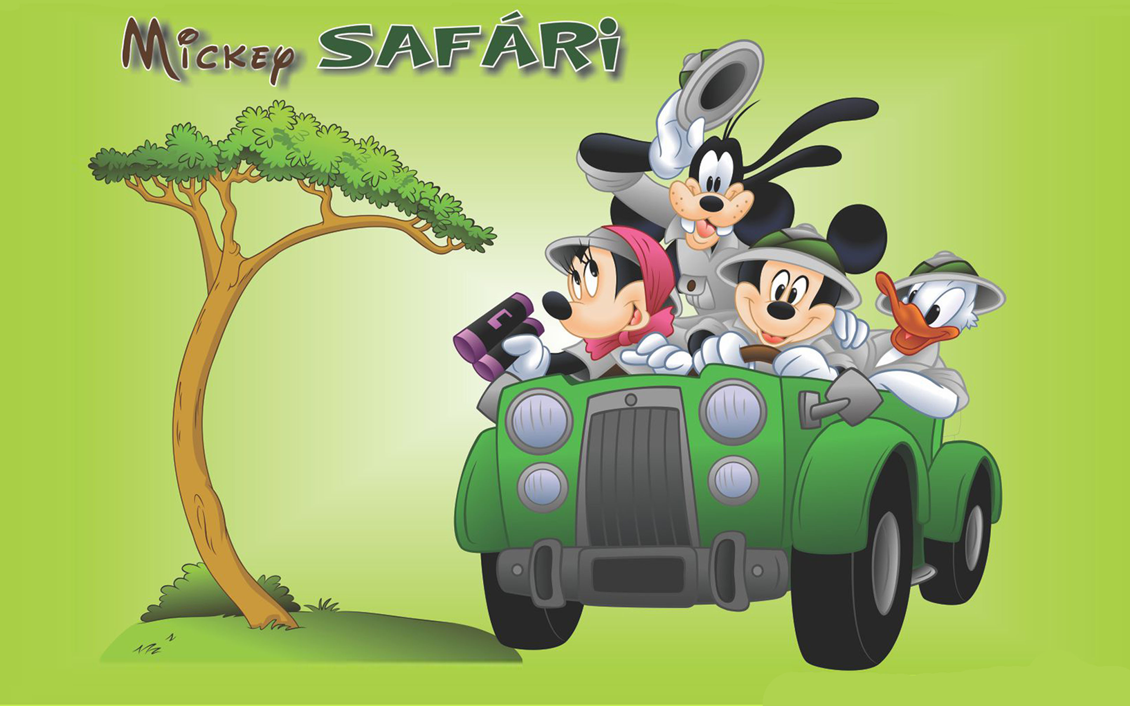Mickey And Minnie Mouse Donald Duck Goofy Safari Cartoon Wallpaper Hd  3840x2400 : 