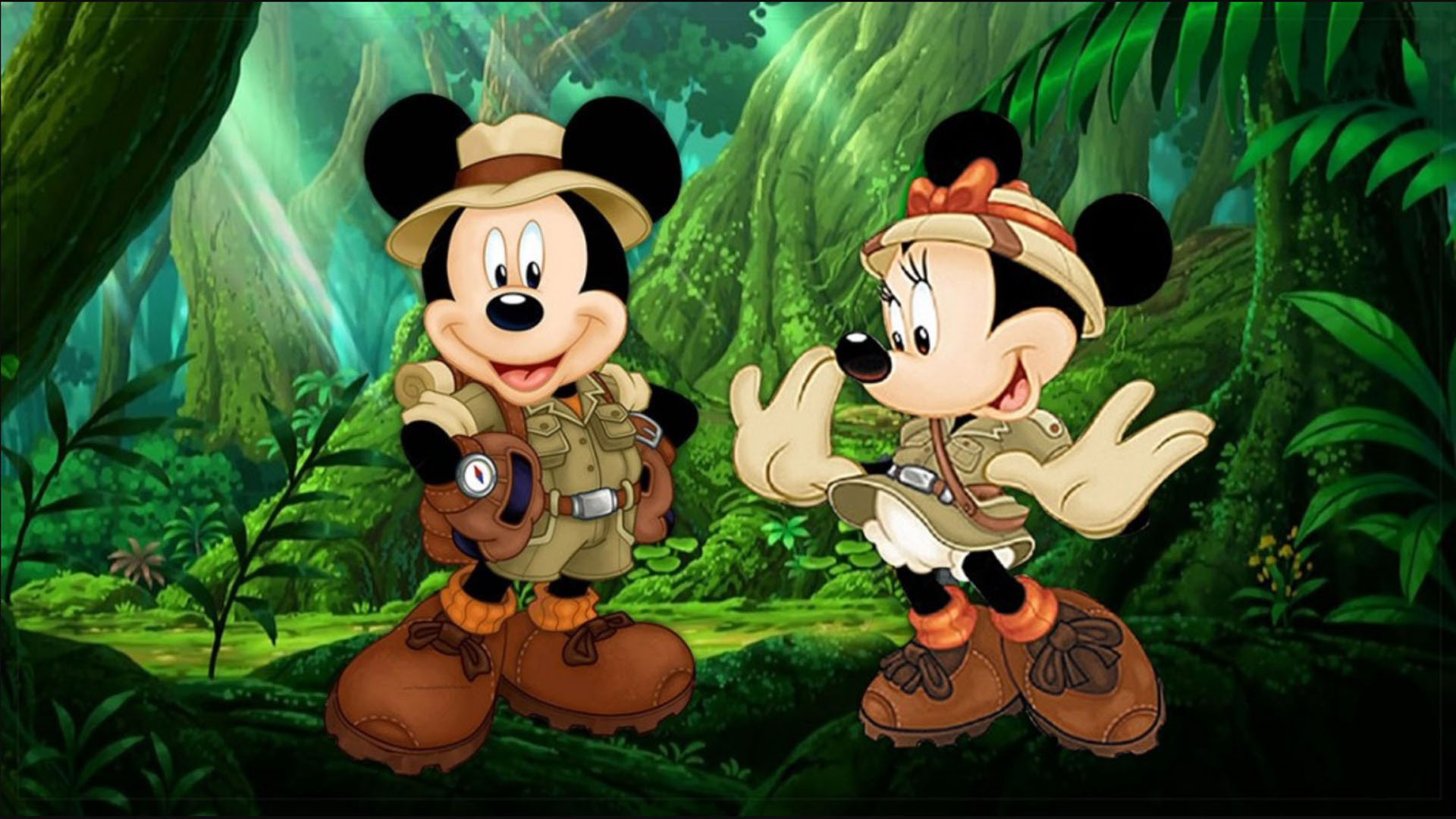 Mickey Maus And Minnie Mouse Cartoon Orientation In Jungle Safari