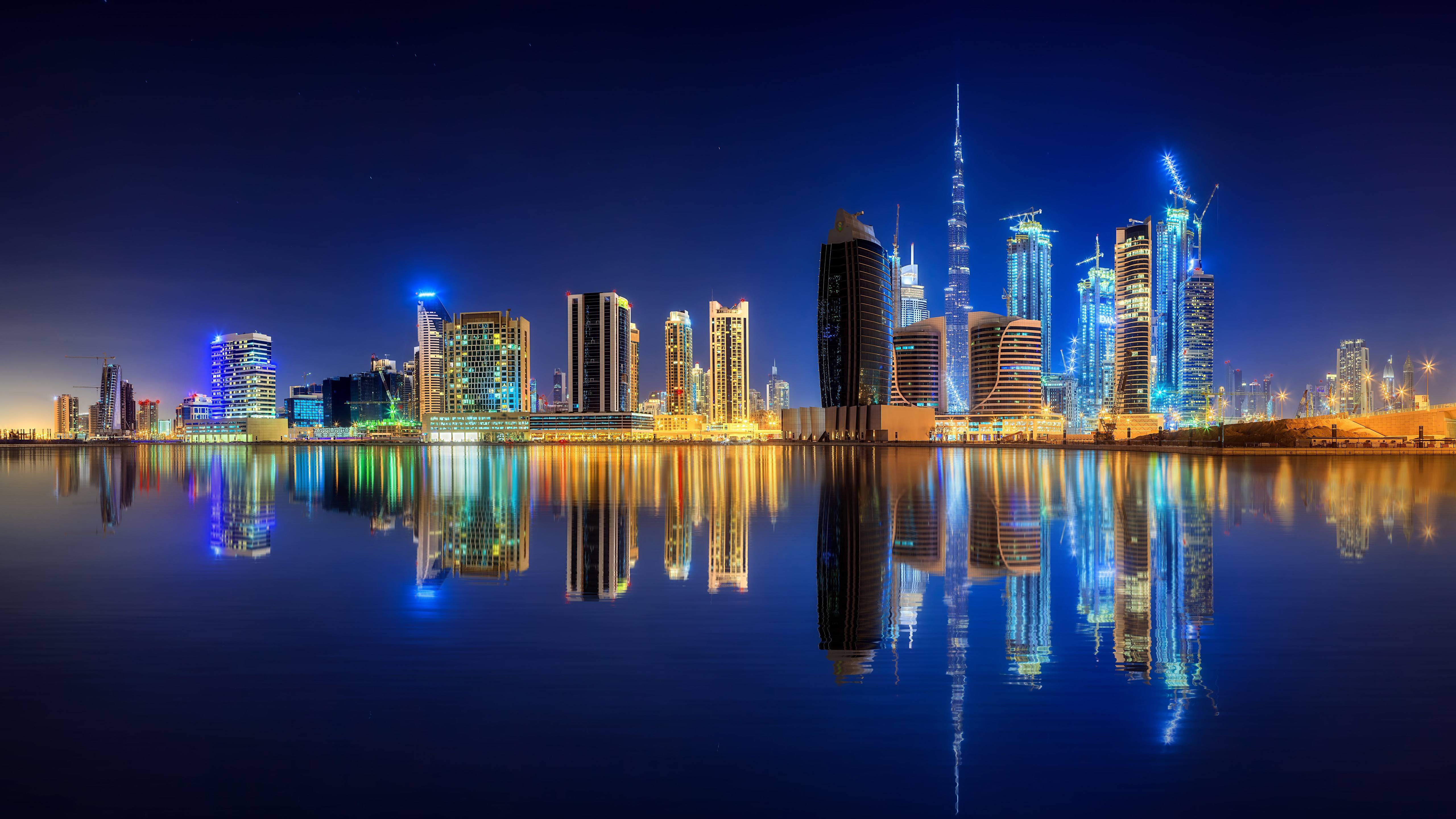 Dubai United Arab Emirates Persian Gulf Reflection In Water 4k