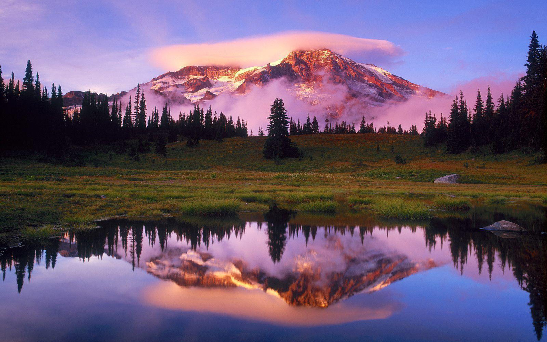 Mount Rainier Lake National Park Washington Us State Sunrise Spring  Landscape Desktop HD Wallpaper : 