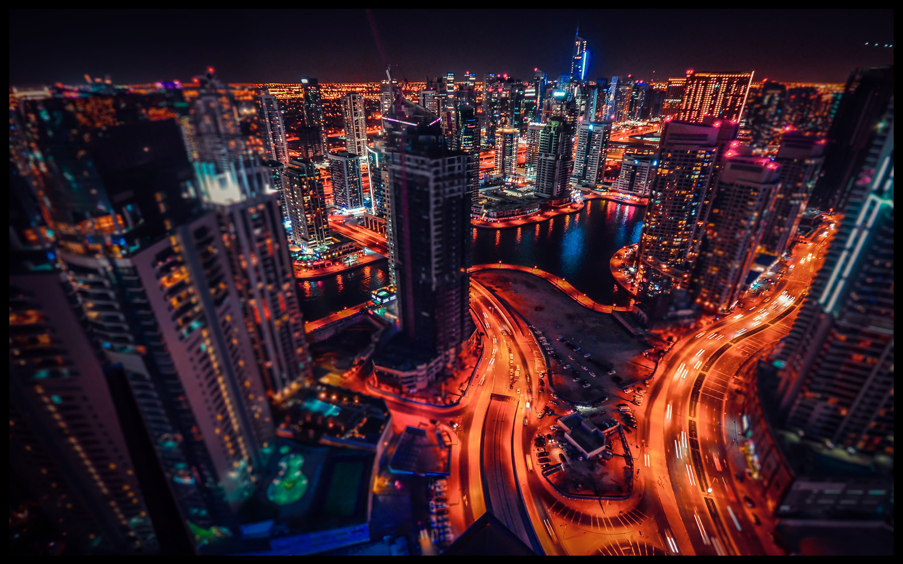 Dubai City Night Photo From The Window Of The Grosvenor Hotel Emirates
