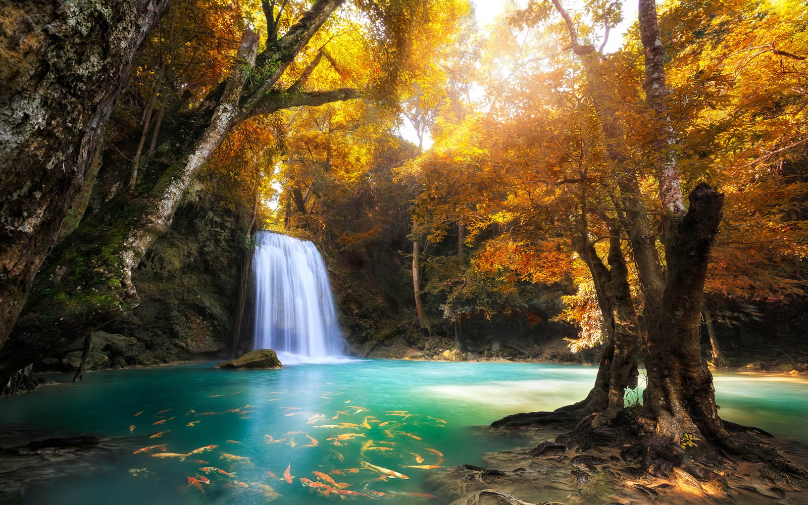 Erawan National Park In Thailand Northwest Of Bangkok Near The Myanmar