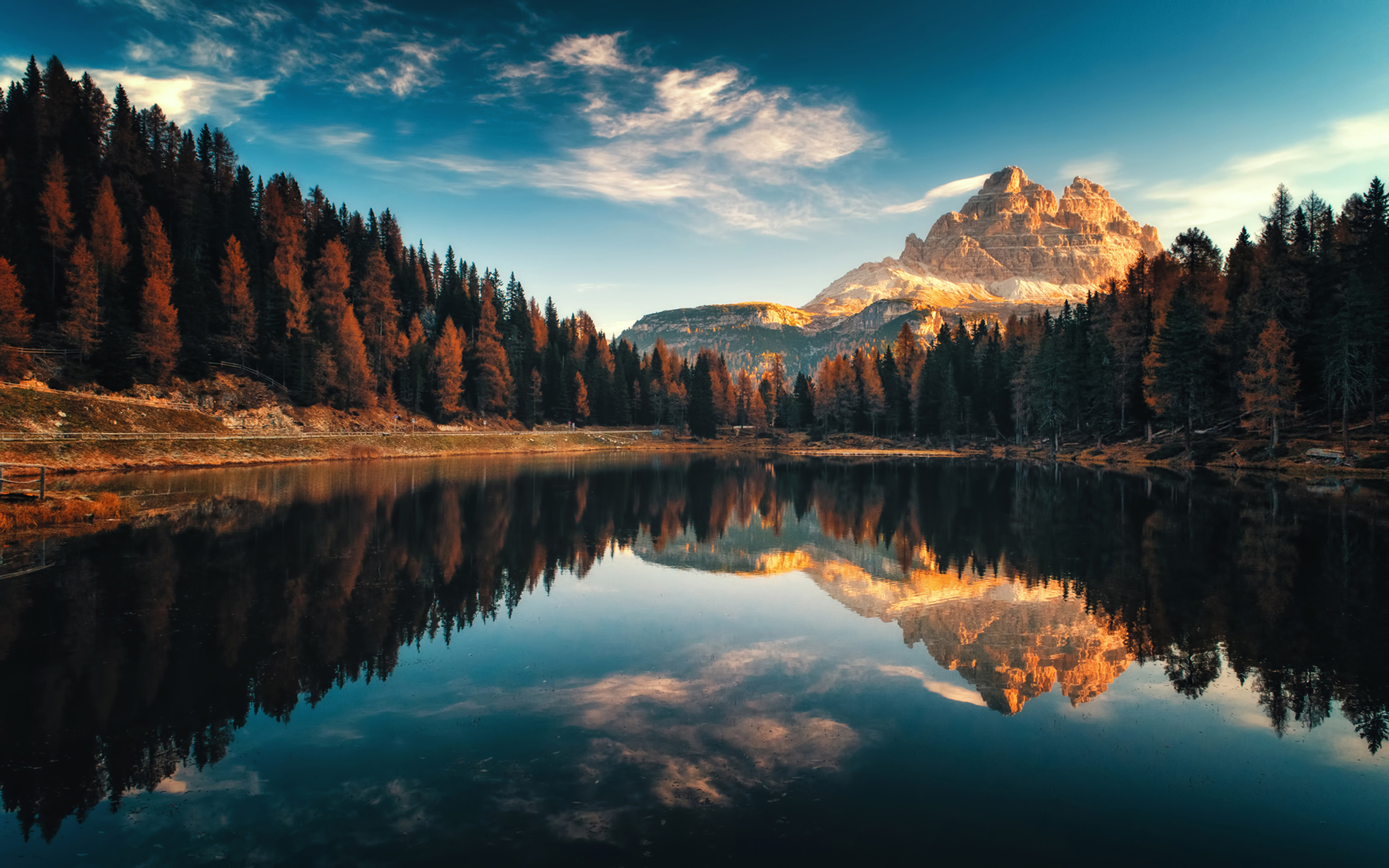 Dolomiti Italy Autumn Lago Antorno Landscape Photography Desktop Hd  Wallpaper For Pc Tablet And Mobile 3840x2400 : 