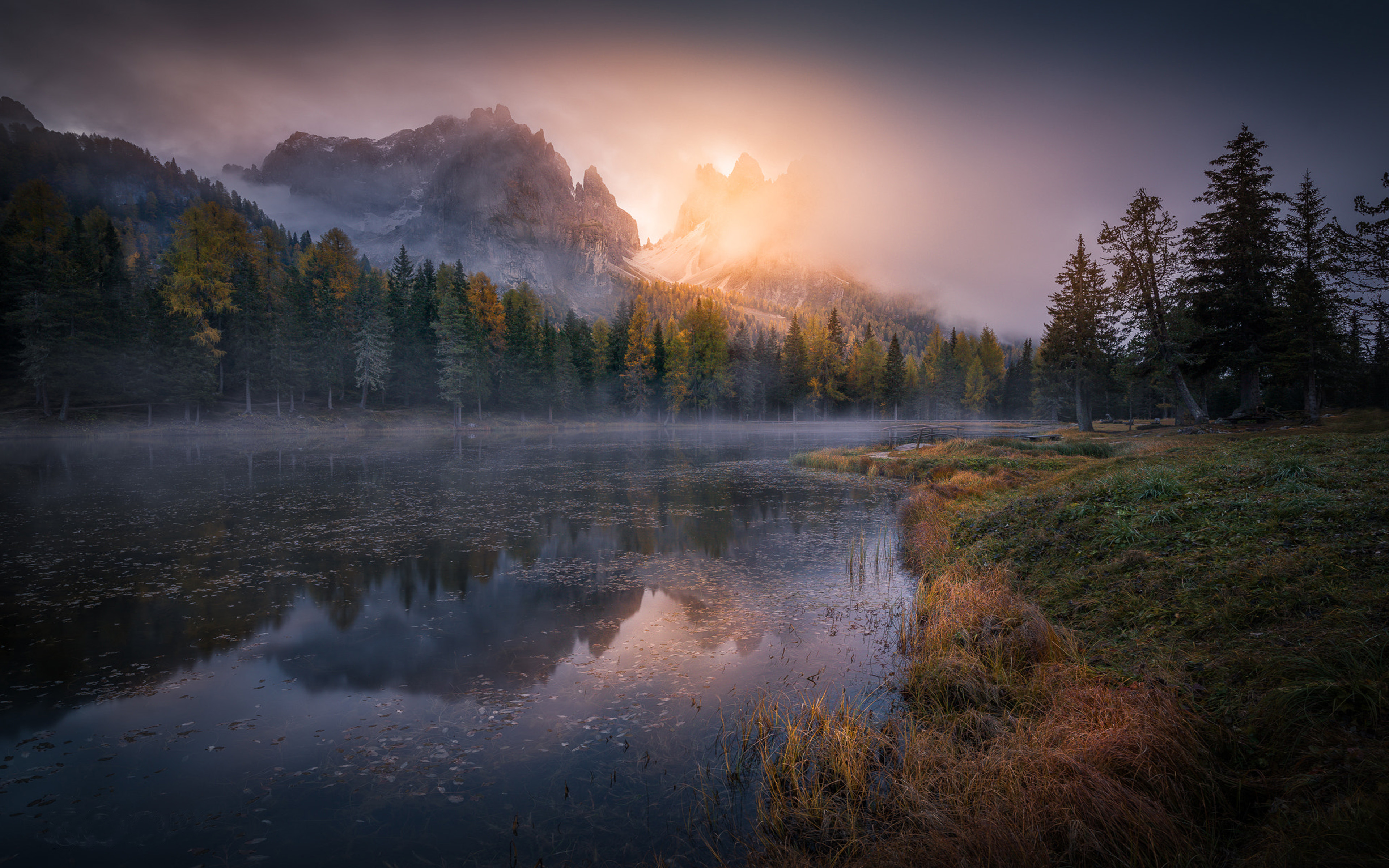 Sunrise Lago Antorno Dolomites Italy Autumn Landscapes Photography
