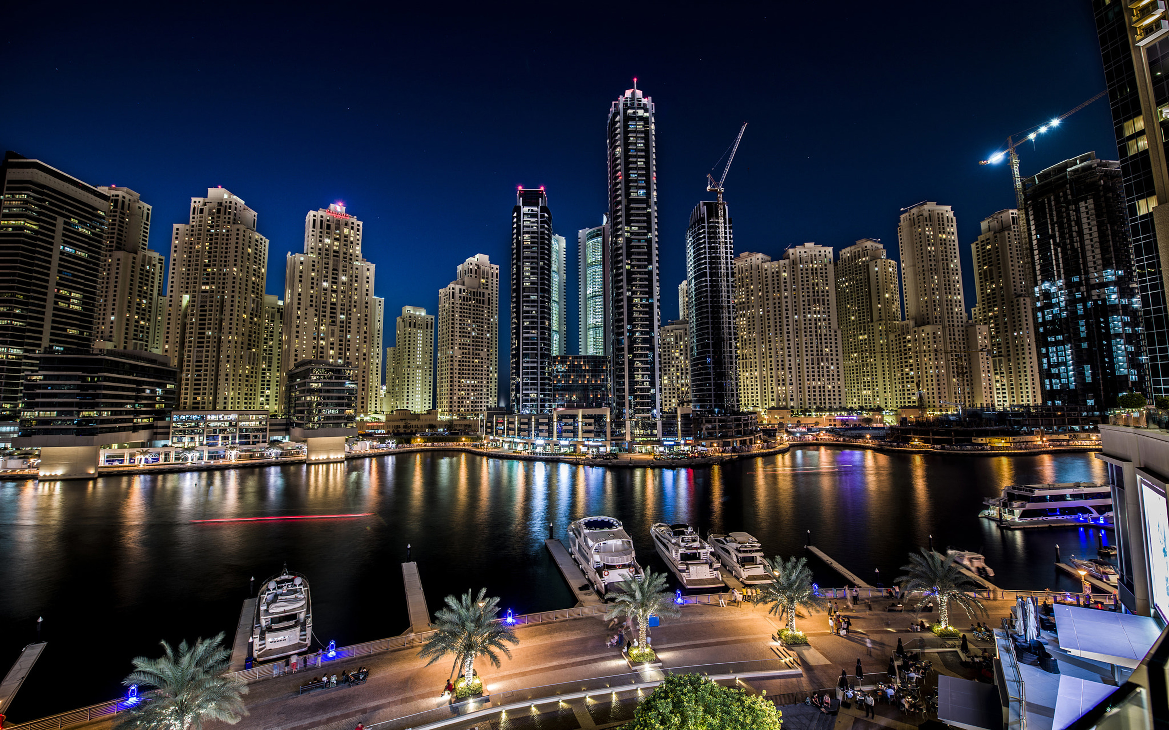 Dubai Marina Night Light City Landscape United Arab Emirates Ultra Hd  Wallpaper For Desktop Mobile Phones And Laptops 3840x2400 : 