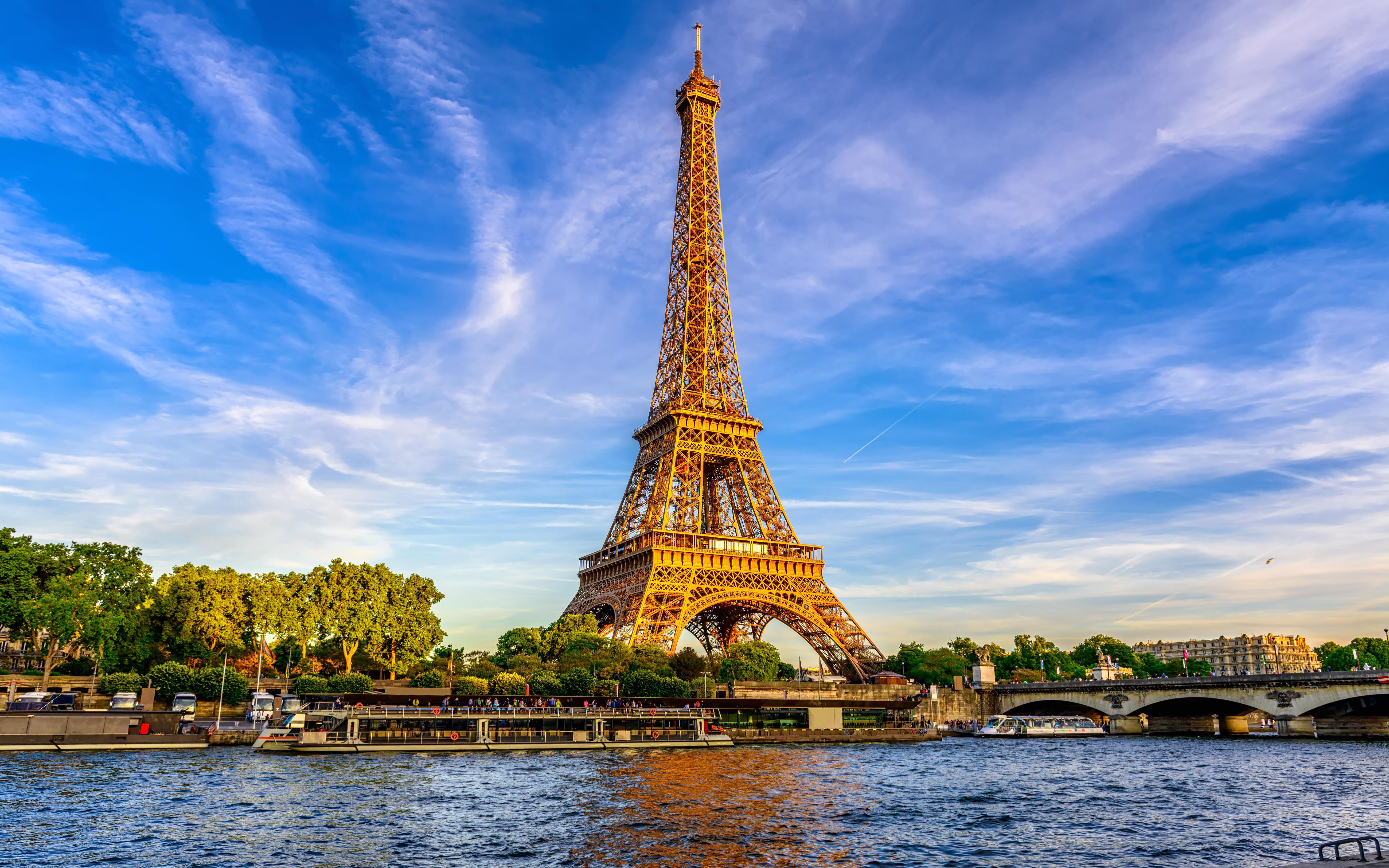 European Cities Eiffel Tower And River Seine Paris France 4k Ultra Hd  Wallpaper For Desktop Laptop Tablet Mobile Phones And Tv 5200х3250 :  