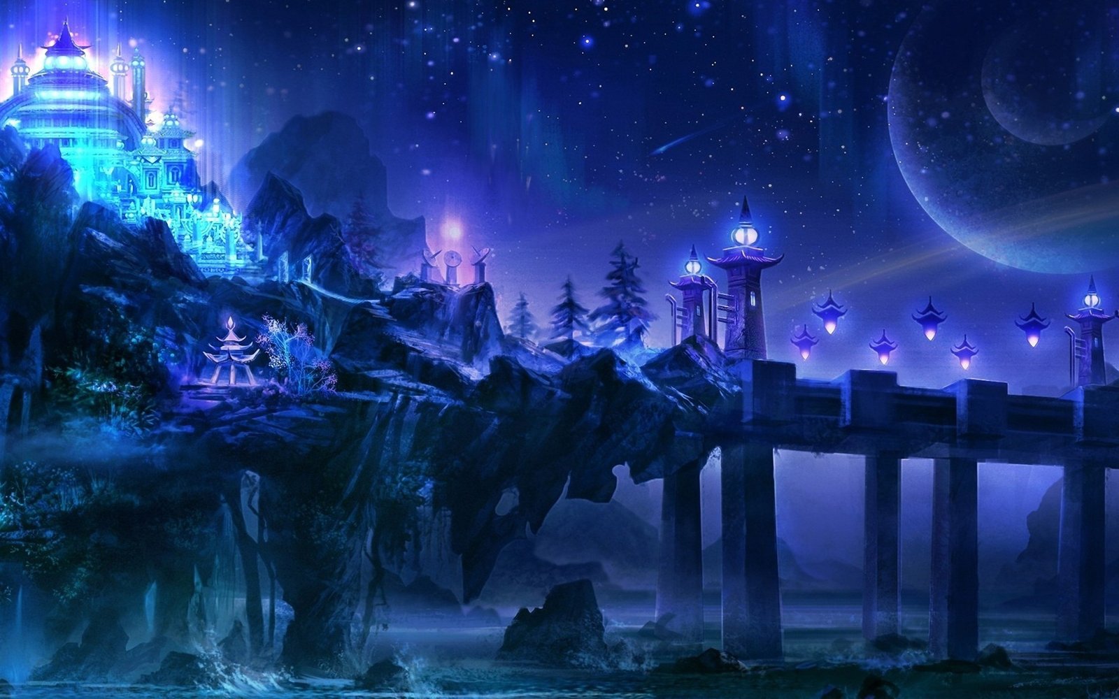 View In The Future Fantasy City Art Pictures Night Temple