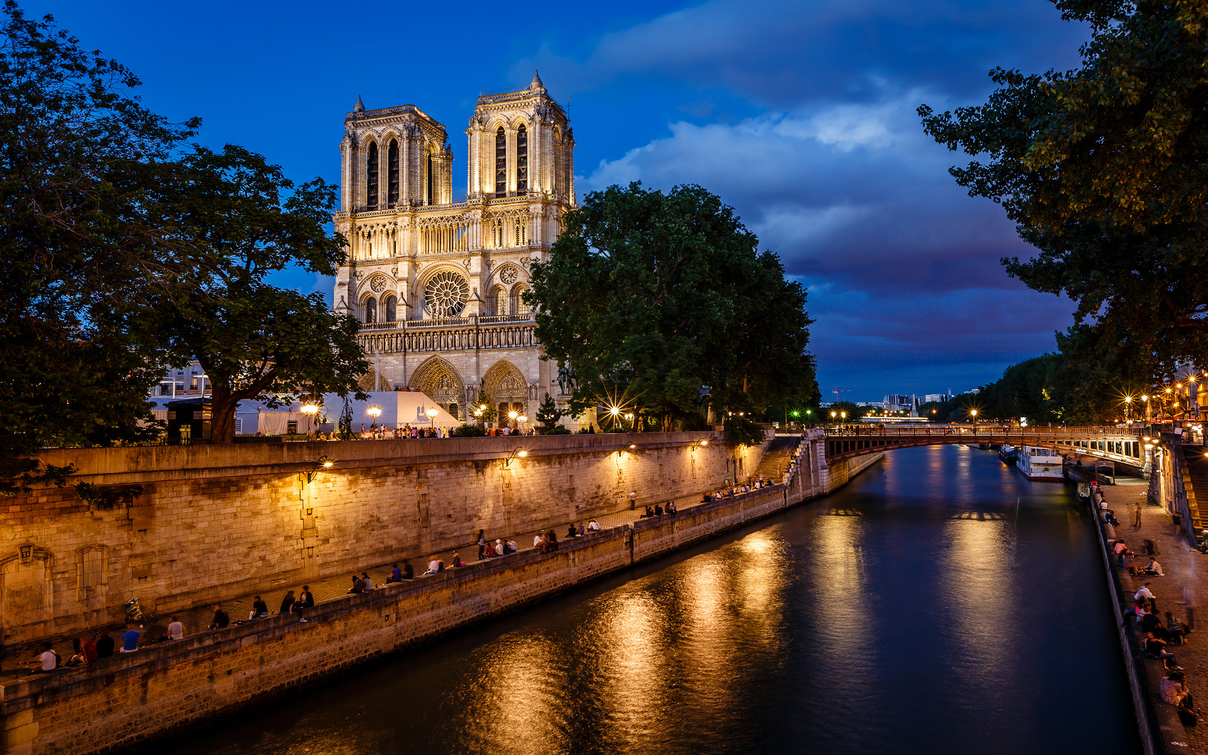 Notre Dame De Paris Cathedral Evening