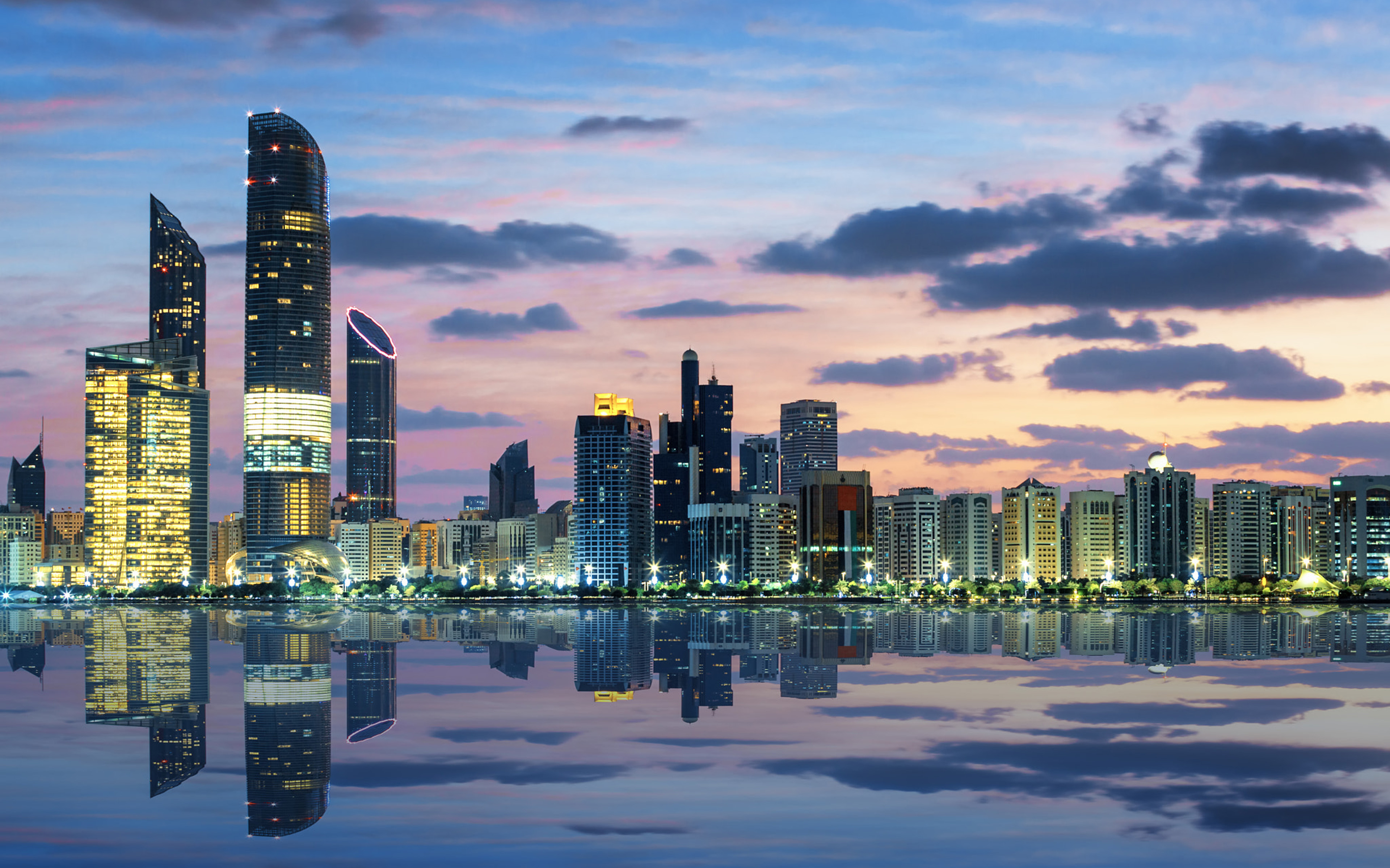 Abu Dhabi Evening skyscrapers United Arab Emirates city lights HD  wallpaper  Peakpx