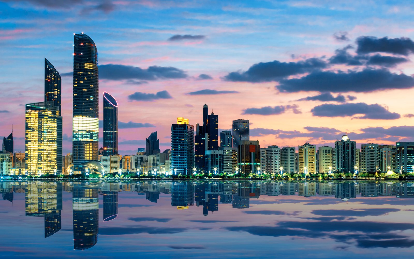 Abu Dhabi Evening skyscrapers United Arab Emirates city lights HD  wallpaper  Peakpx