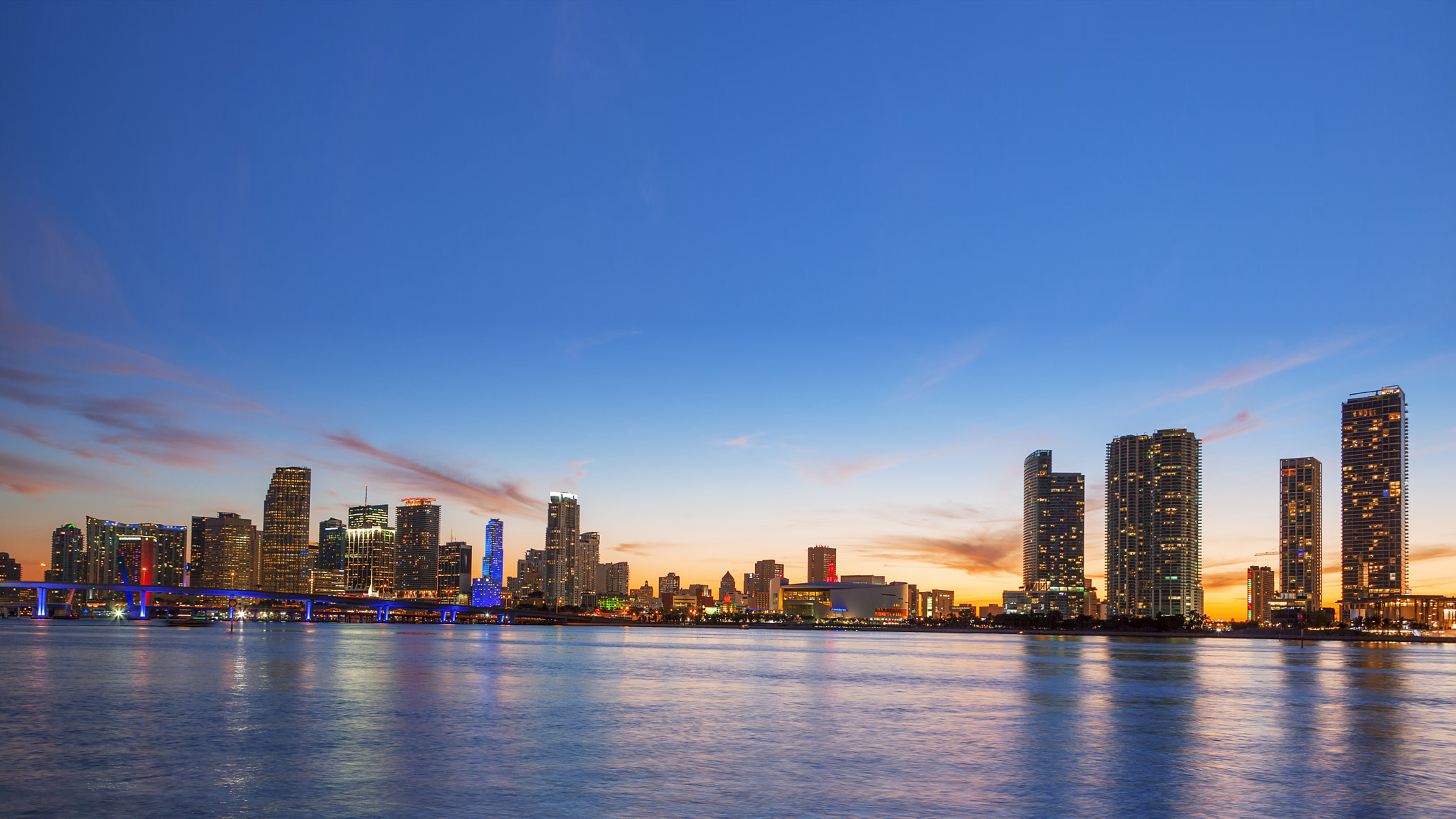 City In Florida Usa Miami At Sunset Panorama 4k Ultra Hd Wallpaper For