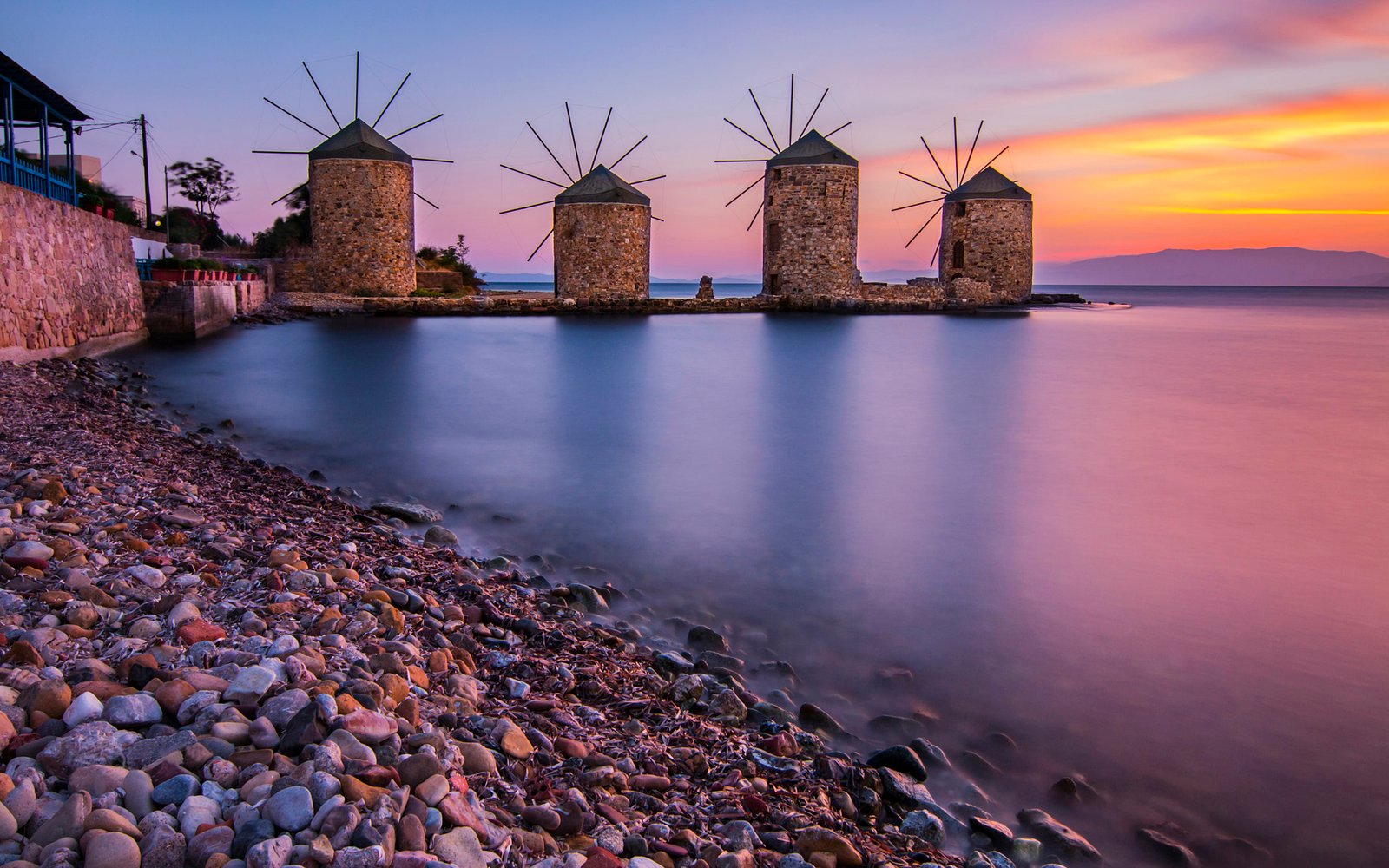 Windmills In Chios Aegean Sea Greece 4k Ultra Hd Desktop Wallpapers For Computers