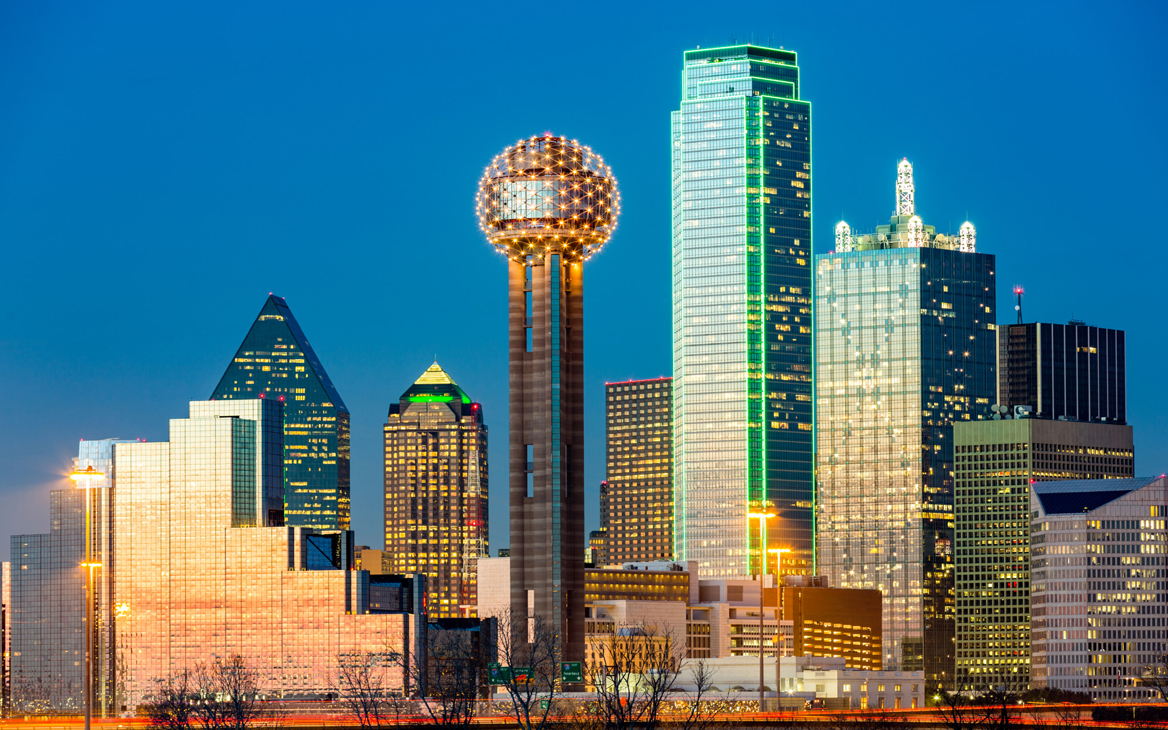 Dallas Reunion Tower Skyline At Night City In Texas United States 4k Ultra  Hd Desktop Wallpapers For Computers Laptop Tablet And Mobile Phones :  
