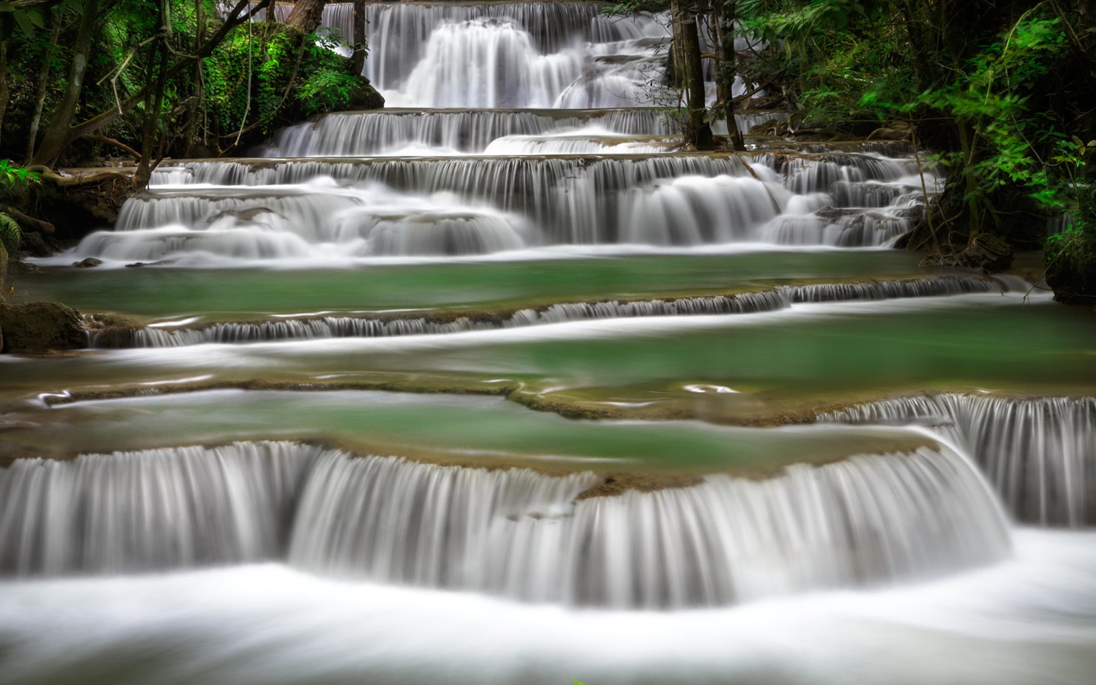 Huay Mae Kamin Waterfall In Kanjanaburi Thailand 4k Ultra Hd Desktop