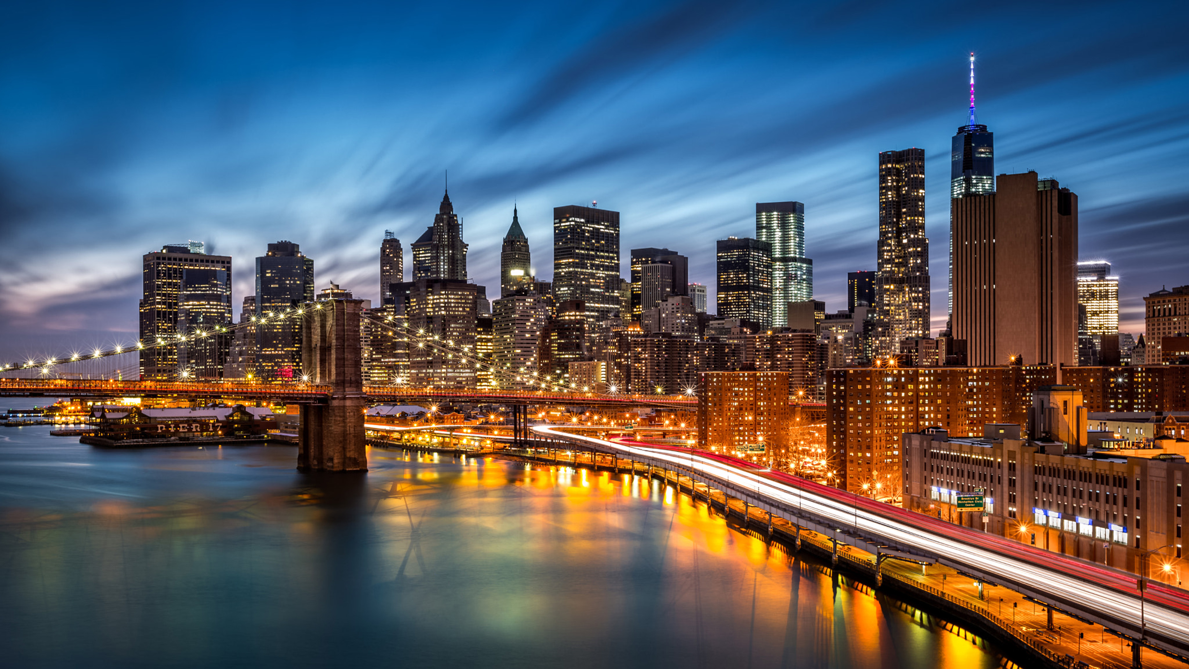 Manhattan Centre Ville Skyline At Night New York United States Android