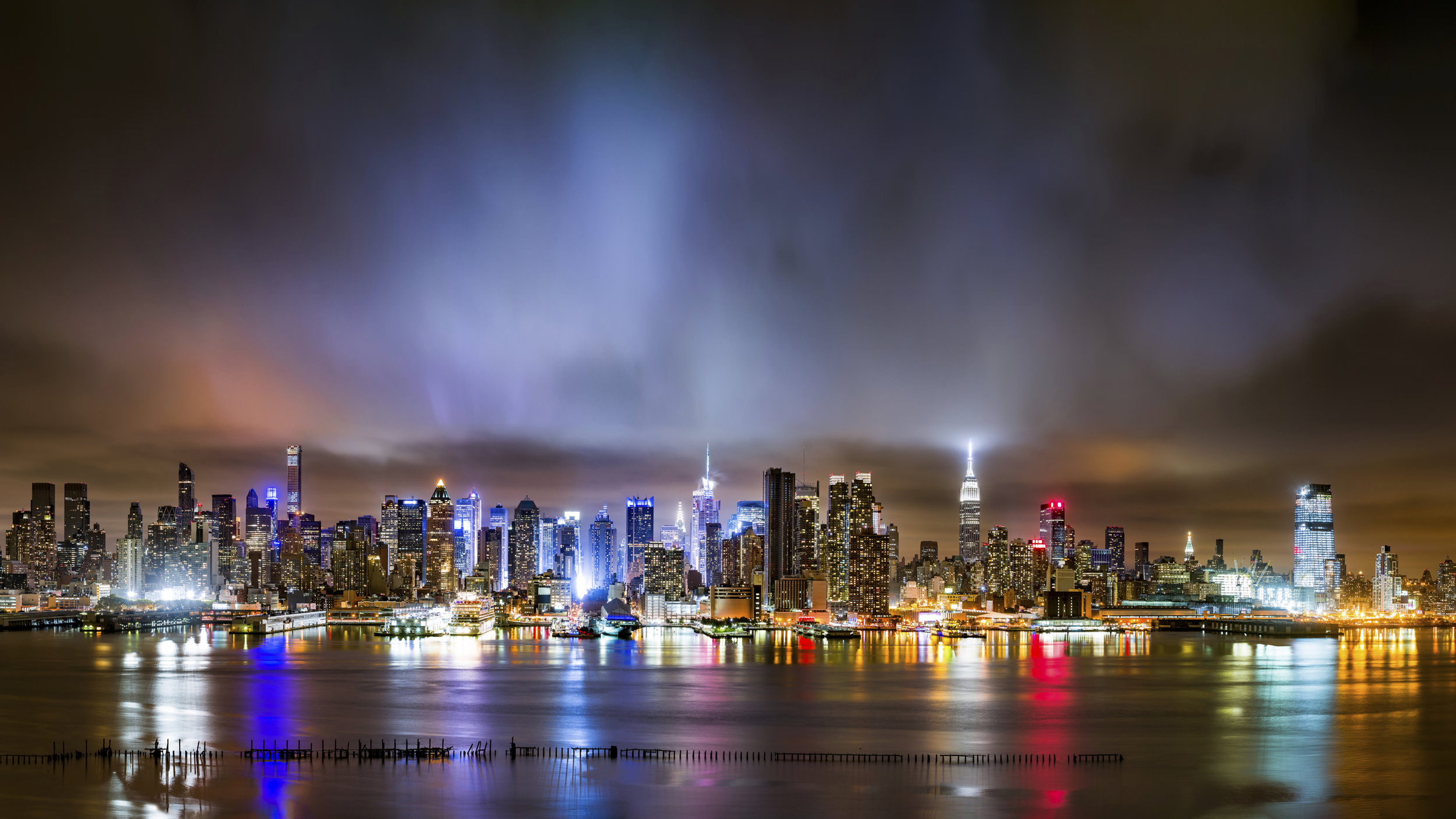 New York City Landscape Night Time Weehawken United States