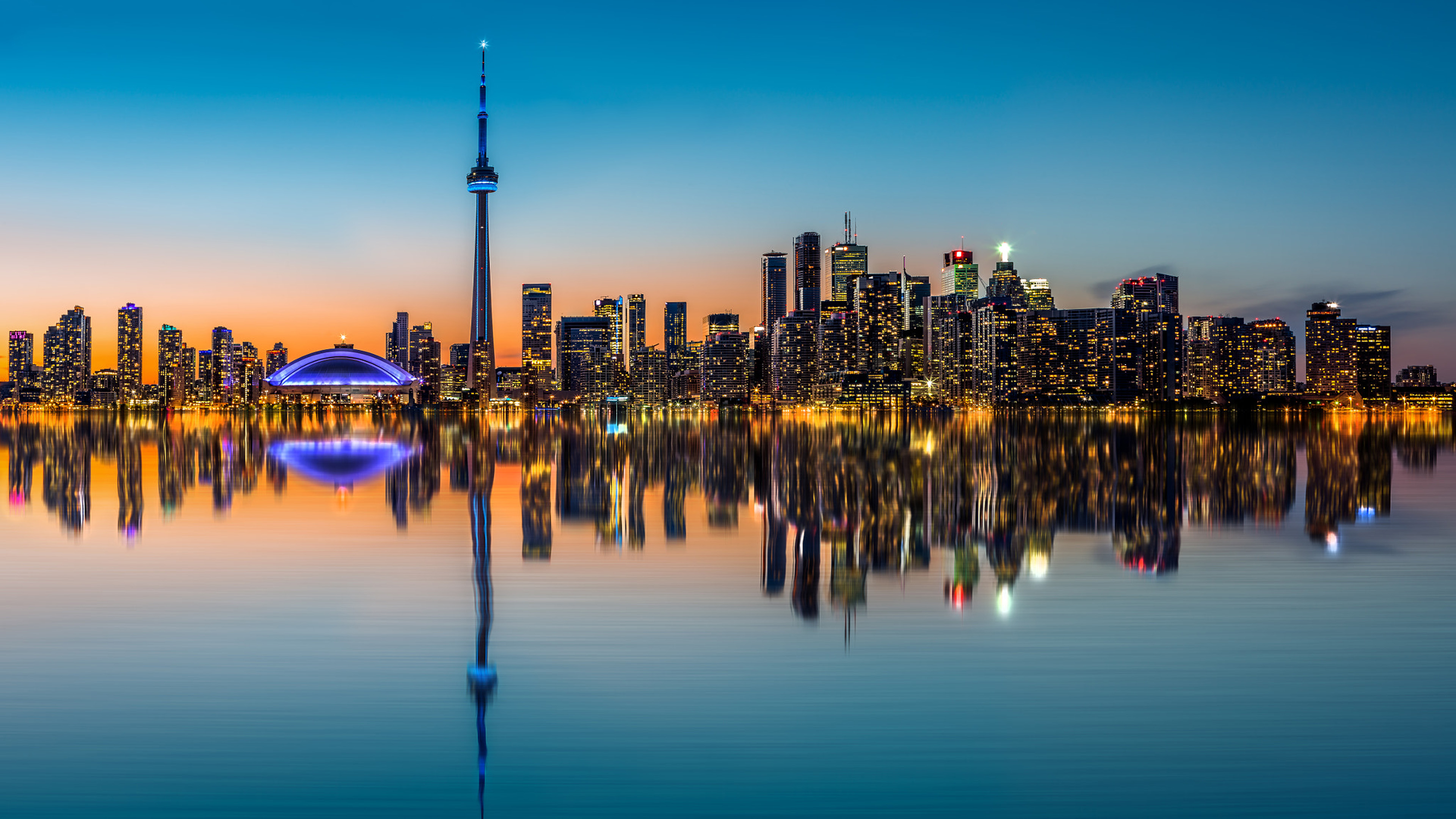 Toronto Skyline Reflection Of Buildings In Harbor Bay Harbor Bay