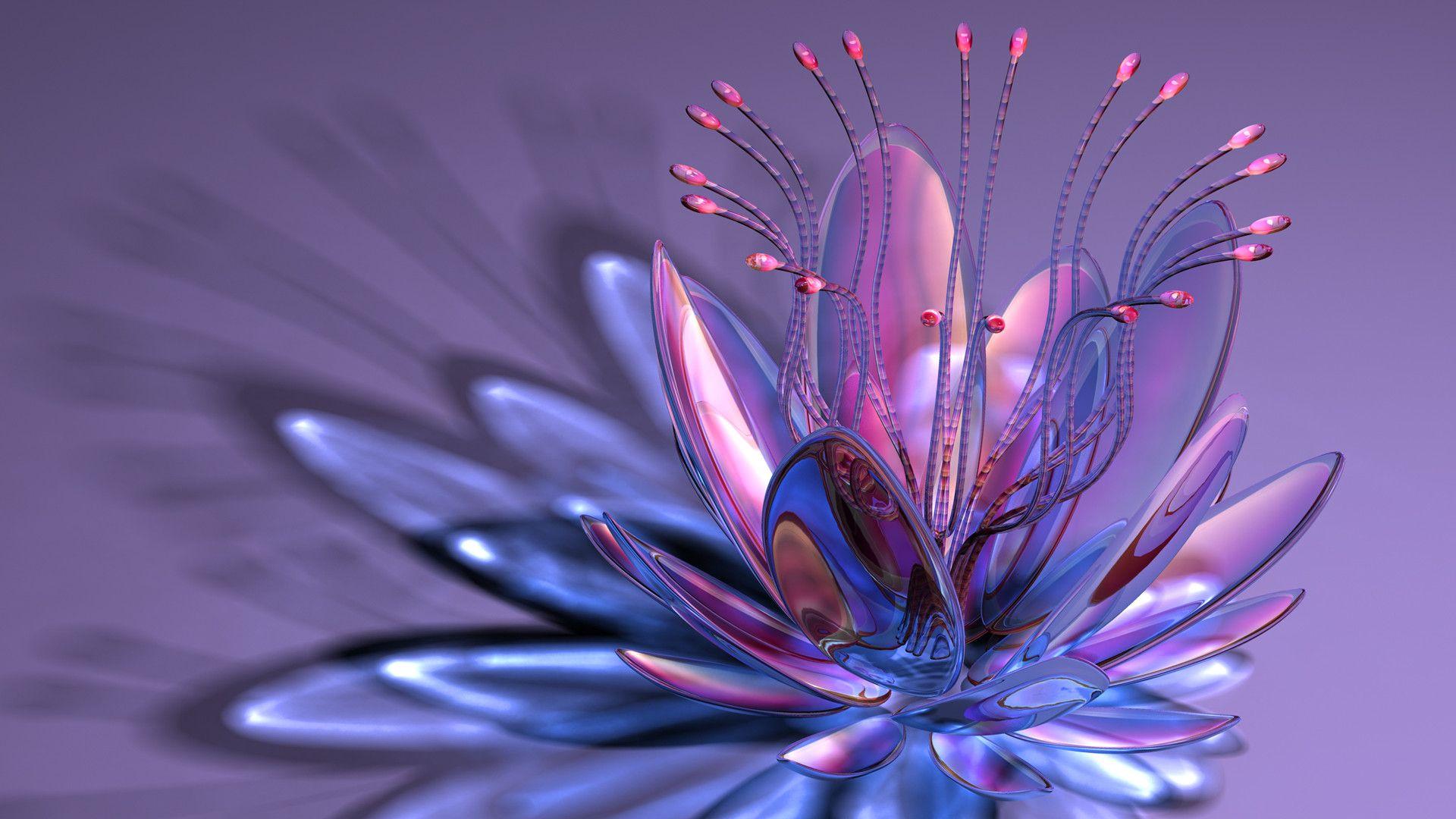 Aquarius Glass Flower Hd Wallpaper 3d For Desktop Mobile Phones And Laptop  1920x1080 : 