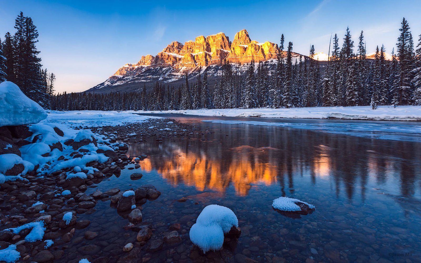 Banff National Park Canada Castle Mountain Sunset Lanscape Hd Wallpaper