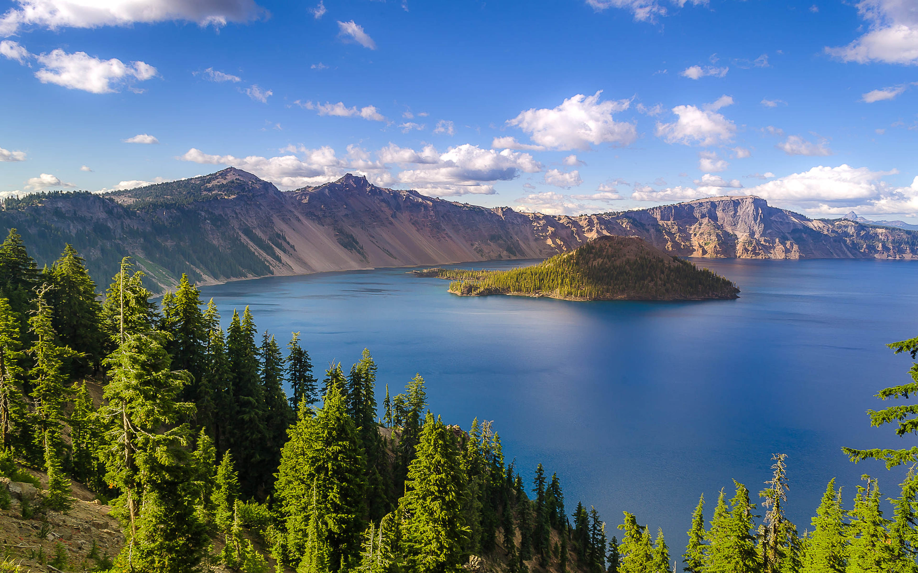 Crater Lake In Oregon Usa Summer Photo Landscape Hd Wallpaper For