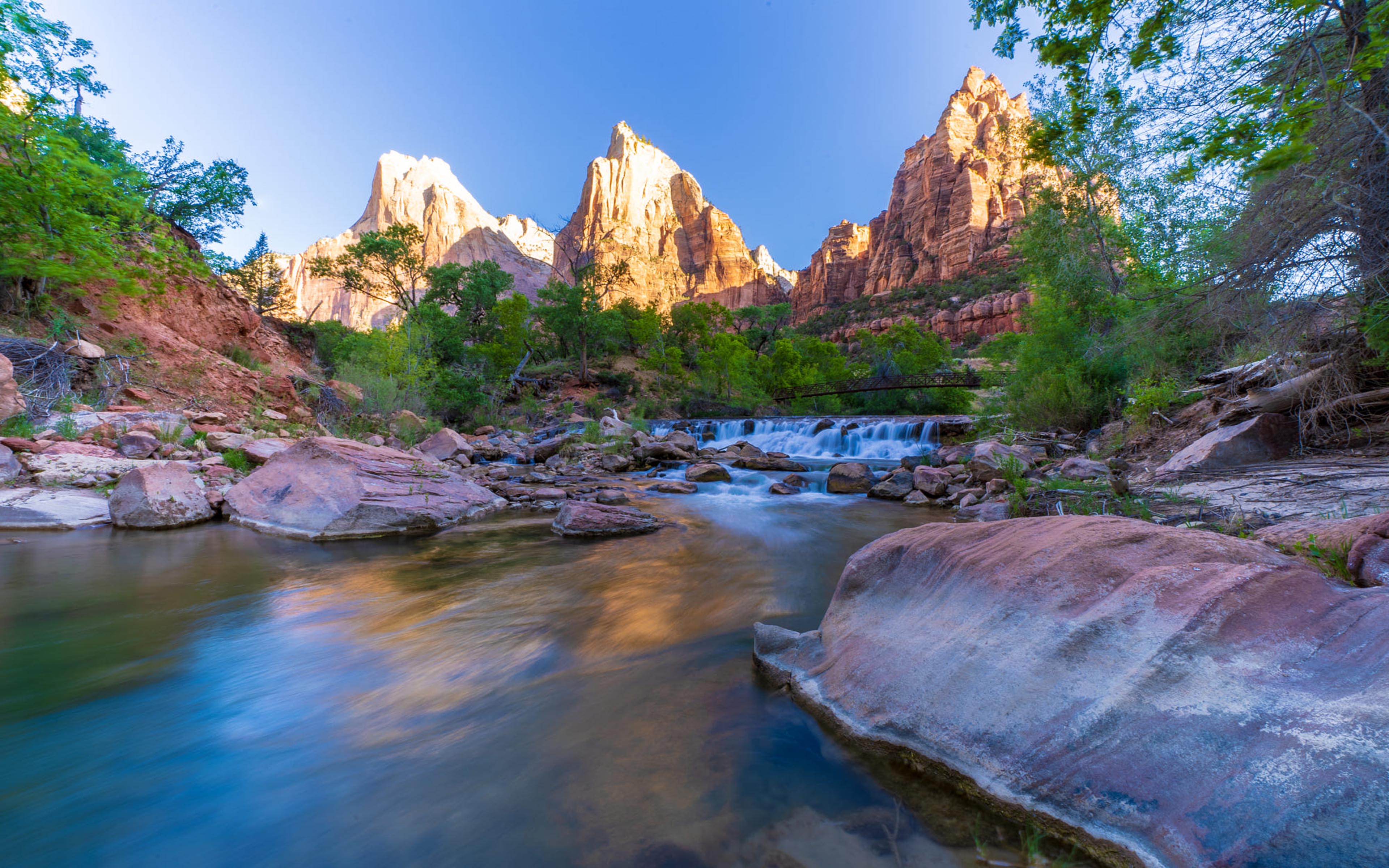 Virgin River And Court Of The Patriarchs Zion National Park United