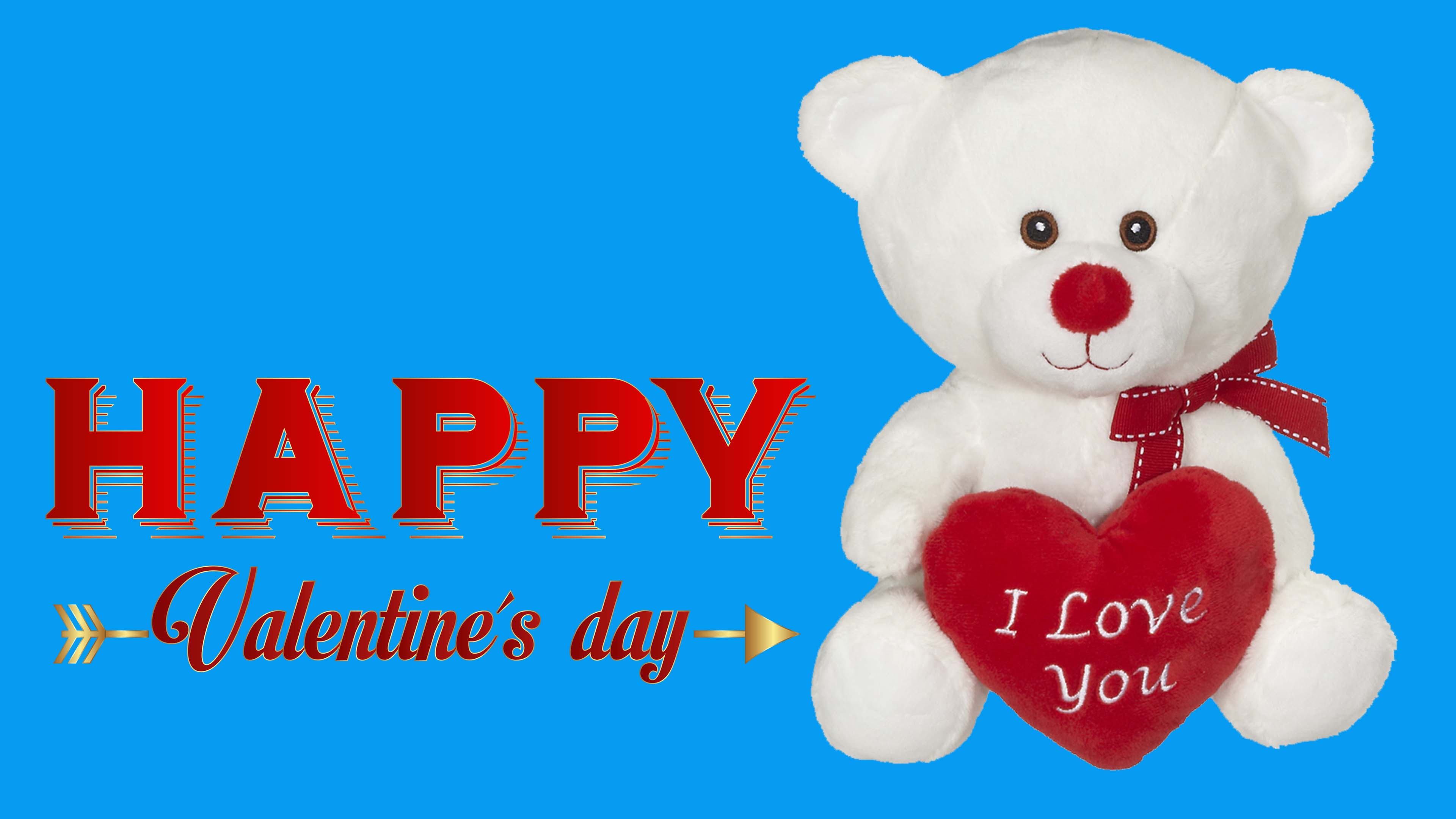 Happy Valentines Day I Love You White Teddy Bear Greeting Card