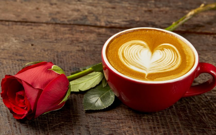 Red Rose Cup With Coffee Love Heart Romantic Wallpaper Hd : 