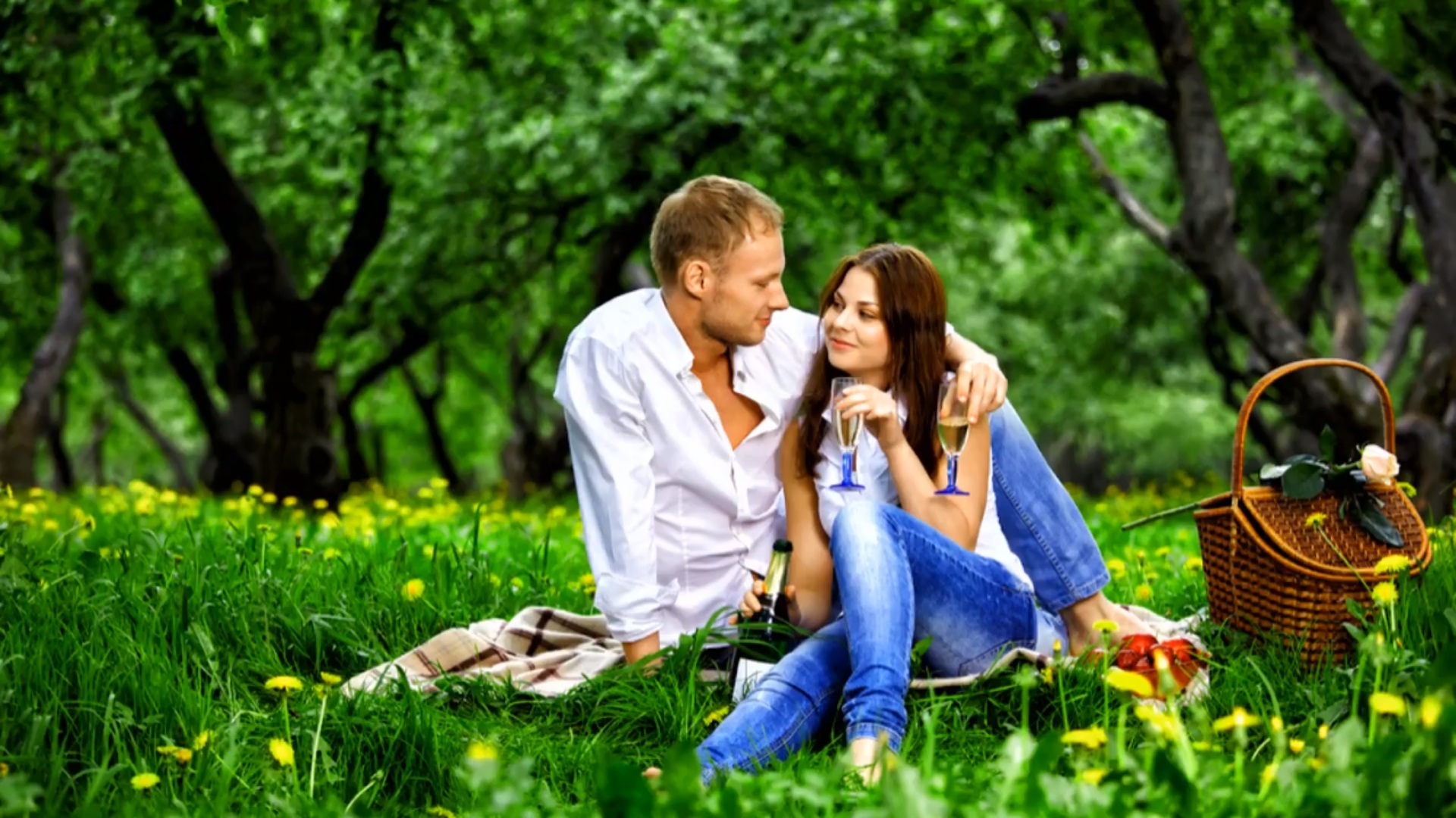 Love Pictures Enamoured Couple On Picnic In Nature Wallpaper Hd