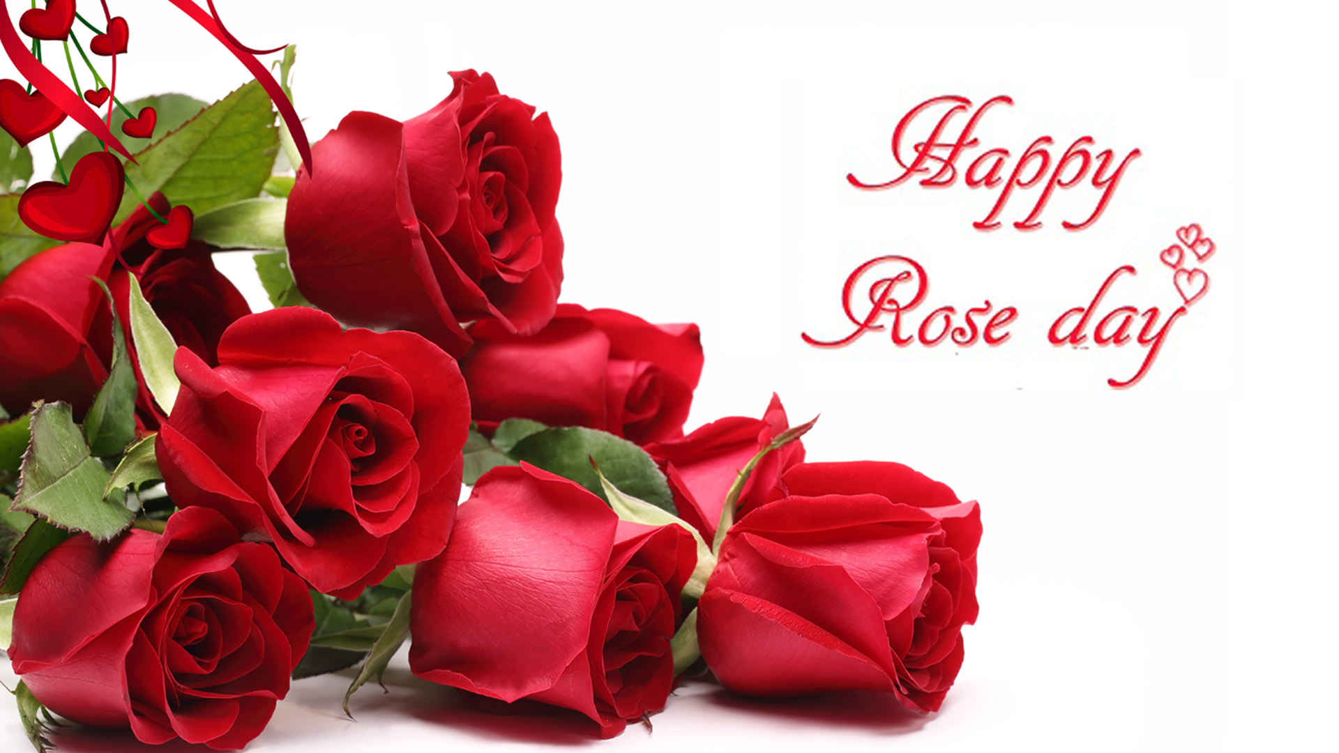 Happy Rose Day Red Rose Bouquet Greetings And Wishes Card : 