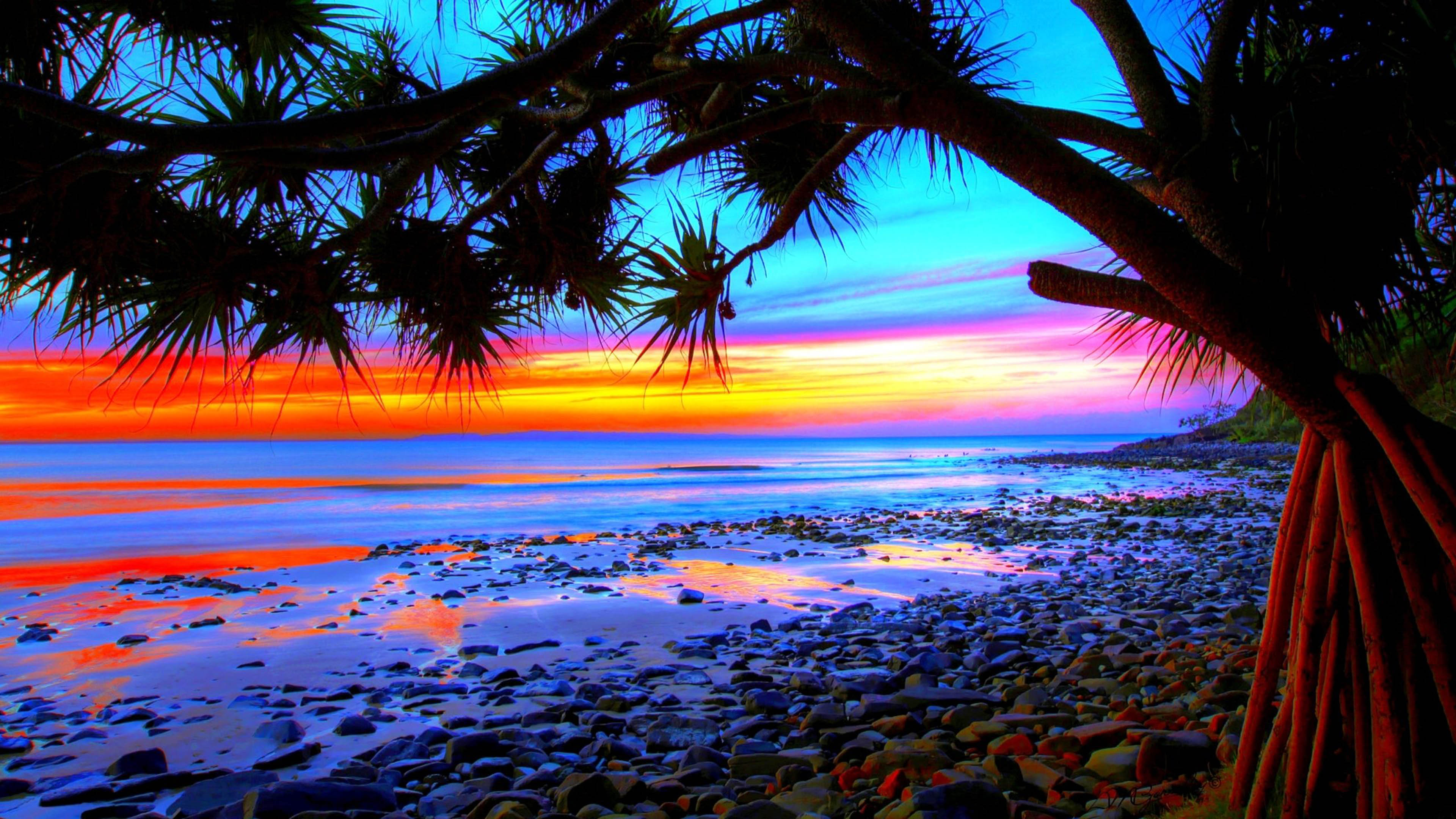 Tropical Landscape Colorful Beach Sunset Desktop Wallpapers Hd :  