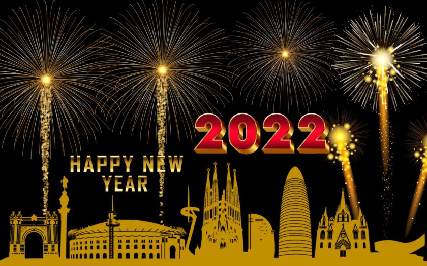 Happy New Year 2022 London Night Time Skyline Fireworks Golden Wallpaper Hd  : 