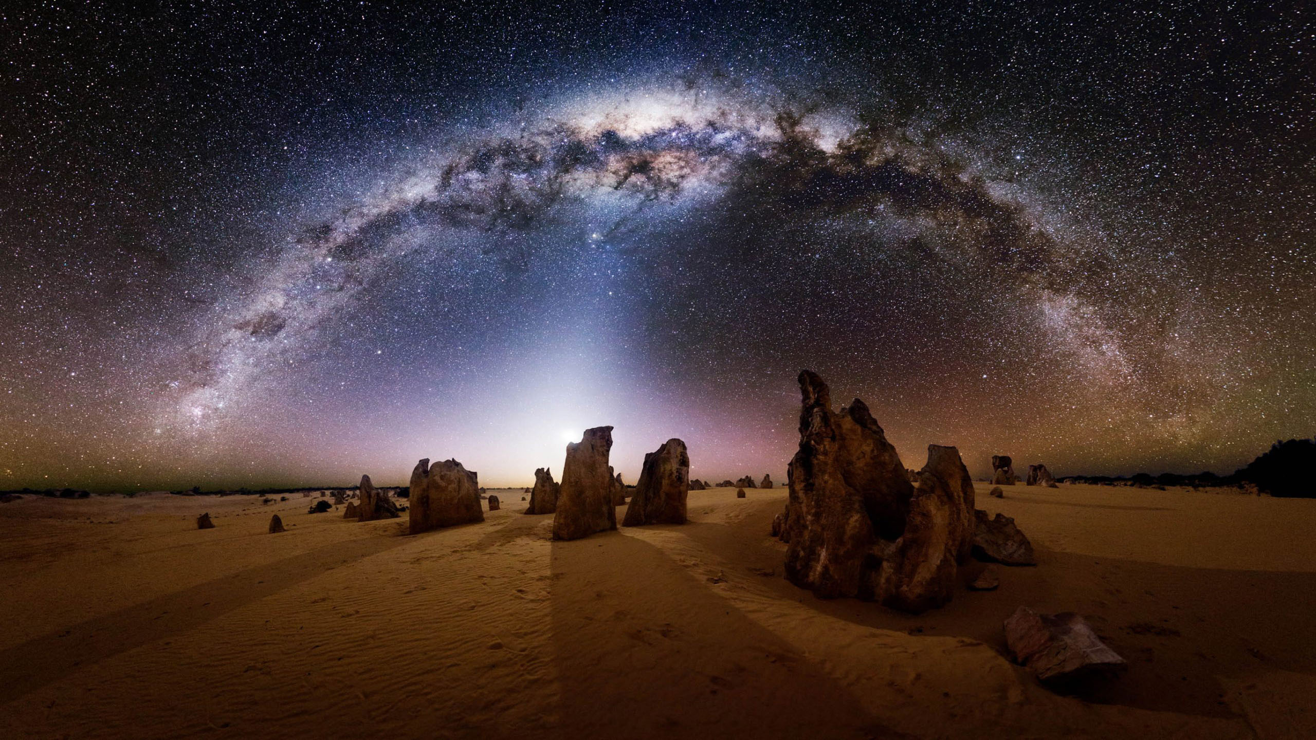 Nambung National Park Australian The Desert Pinakles Milky Way Wallpaper Hd  : 