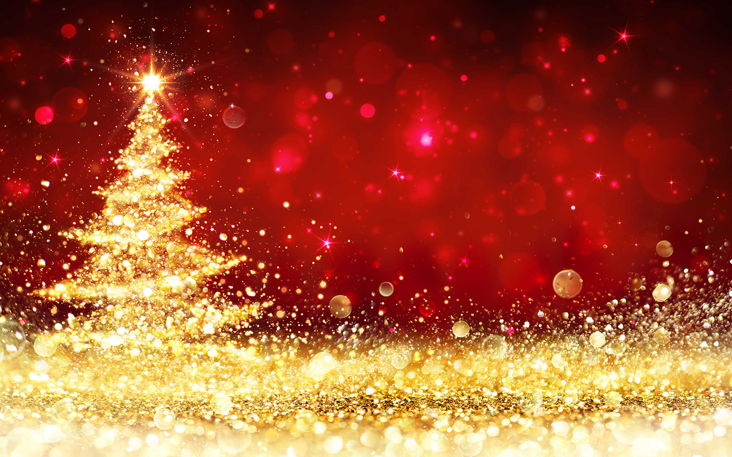 Christmas Tree Red Gold Christmas Background Images : 