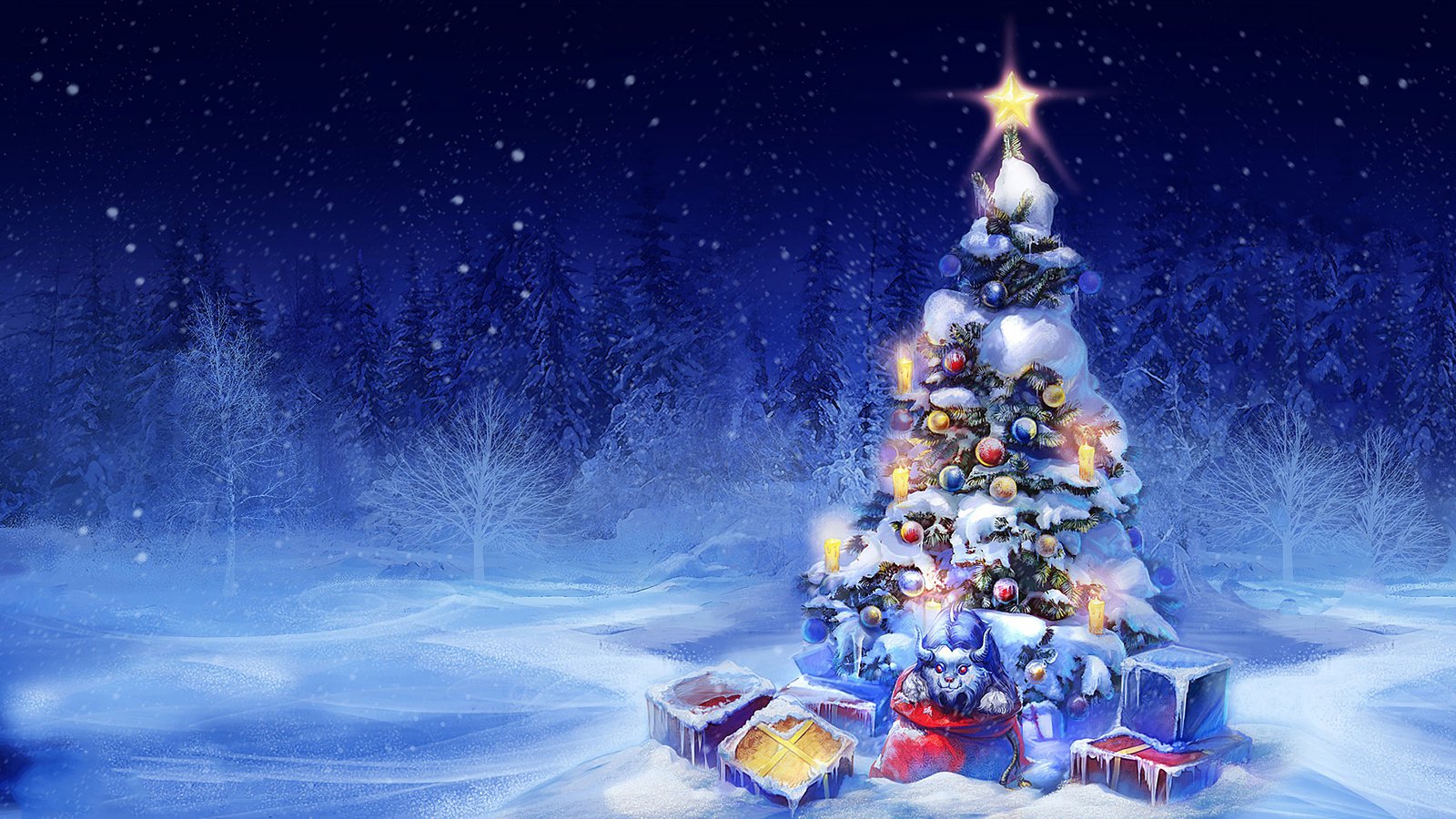 Christmas Tree Snow Gifts Winter Christmas Wallpapers Hd : Wallpapers13.com